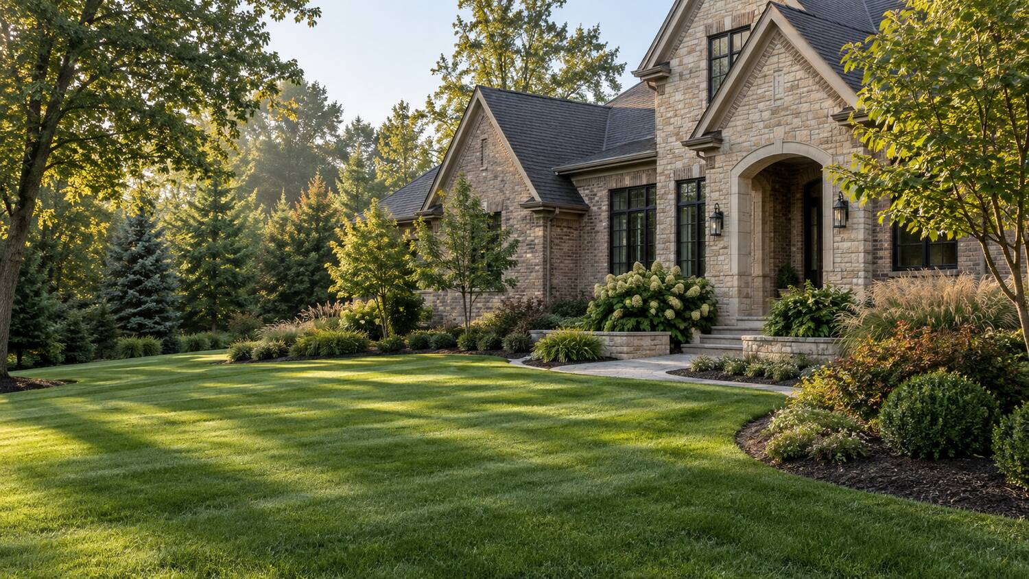 Beautifully maintained Central Ohio lawn and landscape